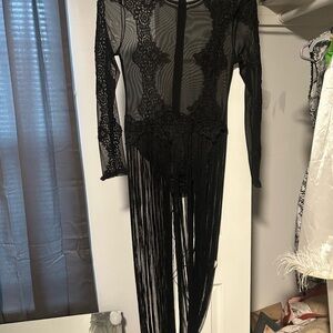 Windsor Black Backless Long Sleeve Dress